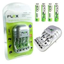 Carregador De Pilhas Palito Flex Com 4 Pilhas