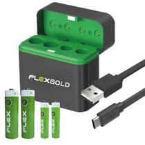 Carregador De Pilhas Usb C C/ Indicador + Pilhas 2AA e 2AAA