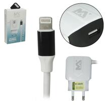 Carregador de tomada bivolt rapido com 1 saida usb 2.4a e cabo ip5/6/7/8/x maxmidia 90cm