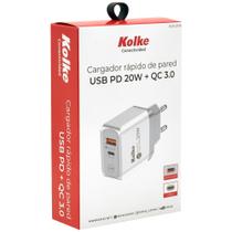 Carregador de Tomada Kolke KCR-2576 USB 3.0 USB-C 20W Branco Compacto Rápido Bivolt Portátil Carregador de Tomada Kolke KCR-2576 USB 3.0 USB-C 20W Branco Compacto Rápido Bivolt Portátil