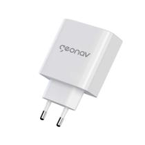 Carregador de Tomada Turbo 48W Super Power Duo Branco Entrada USB- A e Tipo C - Geonav CH48PDQCWT