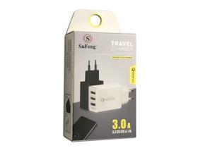 Carregador de tomada turbo triplo usb 3a bivolt