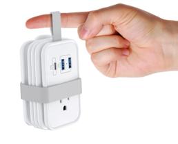 Carregador de viagem sem gaiola, ergonômico, portátil com 3AC + 2 USB Carregador de viagem sem gaiola, ergonômico, portátil com 3AC + 2 USB
