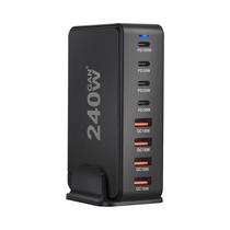 Carregador Desktop GaN USB-C PD 240W - 8 Portas com Carregamento Rápido e USB 3.0