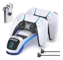 Carregador Dock 2 Controles Compatível Ps5 Suporte Fone Headset Led
