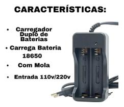 Carregador dublo 18650 3,7/4,2v Bivolt Bateria Lanterna Tatica - Enviamos no mesmo dia Carregador dublo 18650 3,7/4,2v Bivolt Bateria Lanterna Tatica - Enviamos no mesmo dia