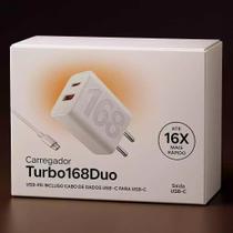 CARREGADOR DUO 168 WATTS TIPO C, 16x Mais rapido que os outros carregadores E compativel com todos Aparelhos