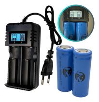 Carregador Duplo + 2 Bateria Recarregável 26650 3.7v 16800mah