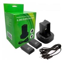 Carregador Duplo + 2 Baterias Xbox 360 2800mah Bivolt Preta