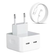 Carregador Duplo 50w Turbo 2x Entradas Usb c Cabo Lightning LEHMOX