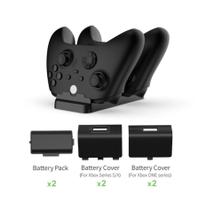 Carregador Duplo Compatível C/ Xbox Series Xbox One C/ 2 Baterias + 4 Tampas - Dobe/TZ