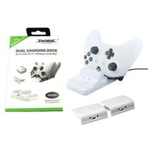Carregador Duplo Compatível com Controle Xbox One Base Dock Branco + 2 Baterias Recarregáveis Branca + Cabo Usb