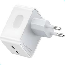 Carregador Duplo Pd 50w Rápido Tipo C Turbo Fonte Tomada Branco réplica premium Carregador Duplo Pd 50w Rápido Tipo C Turbo Fonte Tomada Branco réplica premium