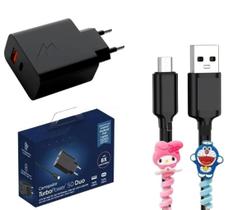 Carregador e Protetor de Cabo Compatível com Moto E20 E22 E30 E40 G71 G72 G73 G84