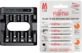 Carregador Enercell 4-LN com 4 pilhas AA Recarregáveis da Fujitsu Standard