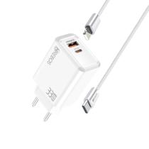 Carregador Fluxion C. de 33w com entrada usb e tipo c Compat. com cabo Type-C x Lightning Cor preto Carregador Fluxion C. de 33w com entrada usb e tipo c Compat. com cabo Type-C x Lightning Cor preto