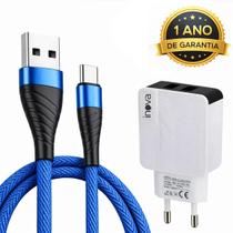 Carregador Fonte 3.1a Bivolt 2 Usb + Cabo 2 Metros Tipo C
