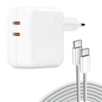 Carregador Fonte 35W Turbo + Cabo 2M Tipo-C 60W Compatível Iphone 15 e 15 Pro Max Carregador Fonte 35W Turbo + Cabo 2M Tipo-C 60W Compatível Iphone 15 e 15 Pro Max
