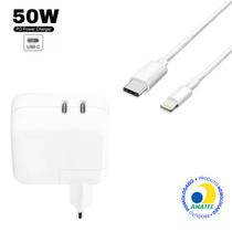 Carregador Fonte 50W + Cabo Ultra Turbo USB-C Tipo-C Lightning Compatível com iPhone SE X XR 7/8 7/8 Plus 11 12 13 14 Pro Max Carregador Fonte 50W + Cabo Ultra Turbo USB-C Tipo-C Lightning Compatível com iPhone SE X XR 7/8 7/8 Plus 11 12 13 14 Pro Max