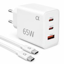 Carregador Fonte 65W GaN USB-C USB-A Com 3 Portas Para Celular Smartfone Carregador Fonte 65W GaN USB-C USB-A Com 3 Portas Para Celular Smartfone