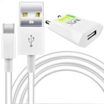 Carregador Fonte Com Cabo Reforçado USB Tipo C 2.4A Rápido Cor Branco Turbo Carregador Fonte Com Cabo Reforçado USB Tipo C 2.4A Rápido Cor Branco Turbo