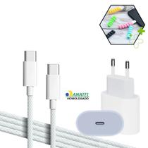 Carregador Fonte Turbo Tipo C Cabo Trançado Reforçado Compatível iPhone 16 15 Android Samsung Xiaomi