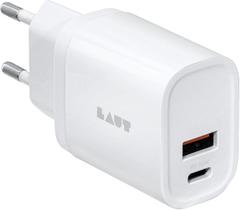 Carregador fonte USBC + USB 20W 2 saídas PD adaptador carregador Laut branco Carregador fonte USBC + USB 20W 2 saídas PD adaptador carregador Laut branco