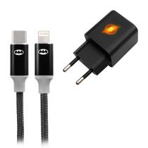 Carregador Gan 30w Flash e Cabo Tipo C X Lightning Batman