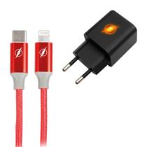 Carregador Gan 30w Flash e Cabo Tipo C X Lightning Flash