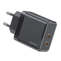 Carregador Gan 40w Usams 2 Portas Usb-c Carga Rápida Preto Carregador Gan 40w Usams 2 Portas Usb-c Carga Rápida Preto