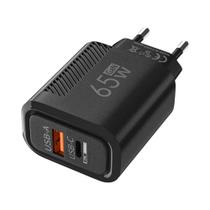 Carregador GaN 65W USB-C - Carregamento Rápido para iPhone 15, Samsung e Xiaomi