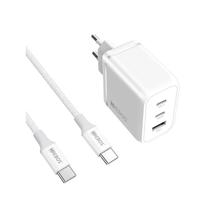 Carregador Hrebos Premium 65W 2 USB-C 1 USB-A + Cabo 504C - Branco