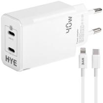 Carregador Hye HYEC121L 2 USB-C de 40 Watts + Cabo Lightning