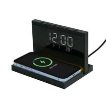 Carregador Indução 3 em 1 Com Relógio Digital Luz Noturna LED Peining PEI-WS022 Carregador Indução 3 em 1 Com Relógio Digital Luz Noturna LED Peining PEI-WS022