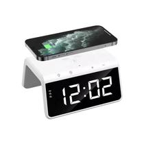 Carregador Indução Branco Celular Elegância e Função com Relógio de Mesa Despertador e Luz Noturna RGB Carregador Indução Branco Celular Elegância e Função com Relógio de Mesa Despertador e Luz Noturna RGB