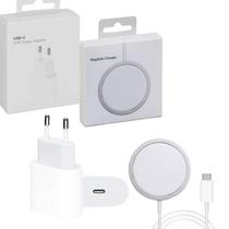 Carregador Indução Magsafe Magnético Fonte 20w UsbC Kit Completo Compatível com Iphones 11 12 13 14 15 16 17 Pro Max Bivolt