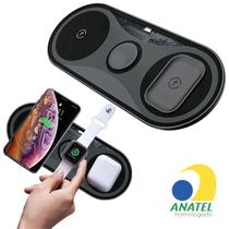 Carregador Indução Wireless 3em1 Sem Fio para Smartphone Watch e Fone de Ouvido