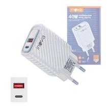 Carregador Inteligente 40W com Porta USB e TIPO C Carga Rápida Universal