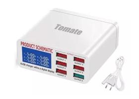 Carregador Inteligente 6 portas USB Com Tela De Led MST-001 Tomate Carregador Inteligente 6 portas USB Com Tela De Led MST-001 Tomate