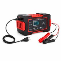 Carregador Inteligente de Bateria Automotiva 12V 6A Bivolt Portátil Recupera Baterias 4Ah a 100Ah para Carro Moto Caminhão Lancha Jetski