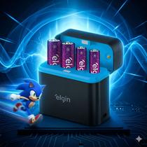 Carregador Inteligente Usb-c Box Para Pilhas Aa E Aaa Elgin