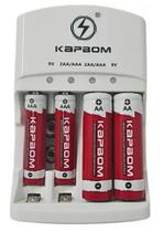 Carregador Kapbom a Com 4 Pilhas Recarregável