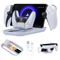 Carregador LED Suporte Para Playstation Portal e Controle DualSense Branco Carregador LED Suporte Para Playstation Portal e Controle DualSense Branco
