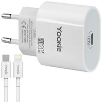 Carregador Lightning Yookie KI60 USB-C de 20 Watts - Branco