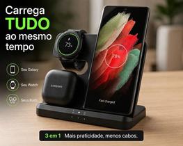 Carregador magnético por indução 3x1 Para Samsung S21 Ao S26 Ultra, FE, ZFlip, Zfold, Watch, Buds