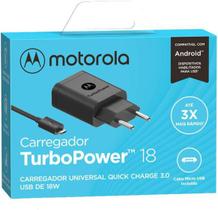 Carregador Motorola Turbo 18w Moto E4 Plus