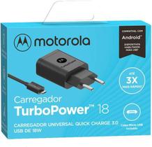Carregador Motorola Turbo 18w Moto G4 Play TV