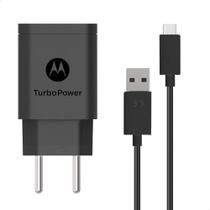 Carregador Motorola Turbo Power 18W Tipo USB-C c/ Cabo Preto