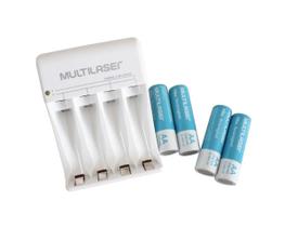 Carregador Multilaser Para 4 Pilhas AA/AAA Prata Bivolt Carregador Multilaser Para 4 Pilhas AA/AAA Prata Bivolt