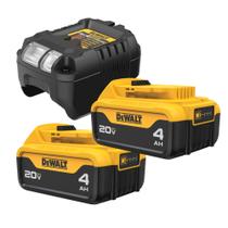 Carregador Multivolt DeWalt 12V/20V + 2 Baterias 20V 4Ah Combo Profissional Bivolt